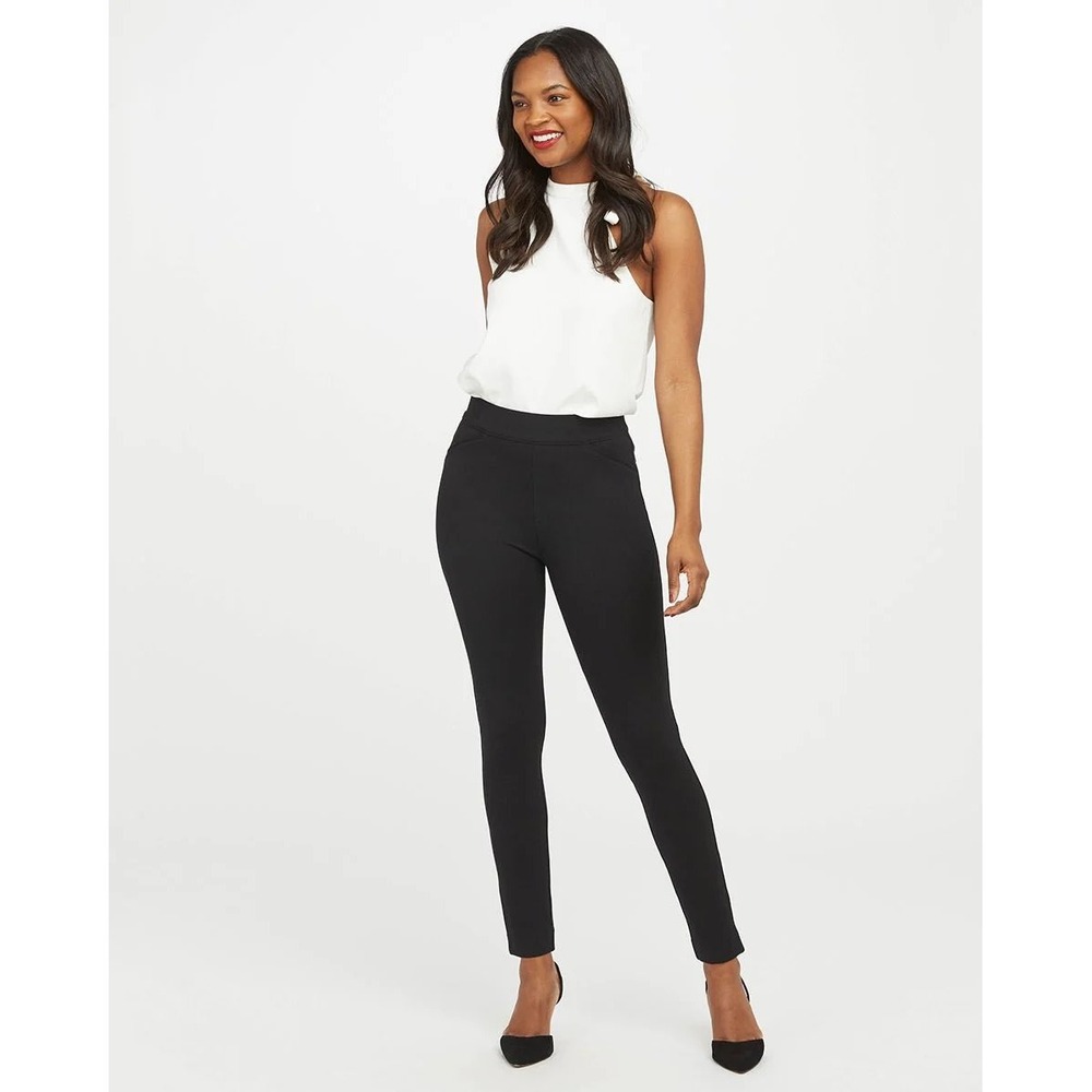 Spanx Black High Rise Ponte Leggings Skinny Fit Womens Size Small S chic Carer